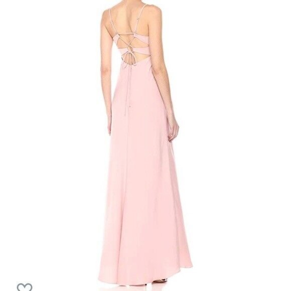 BCBGMAXAZRIA Fae Sleeveless Lace-Up satin Gown dress 387$ size 12 - Picture 4 of 5